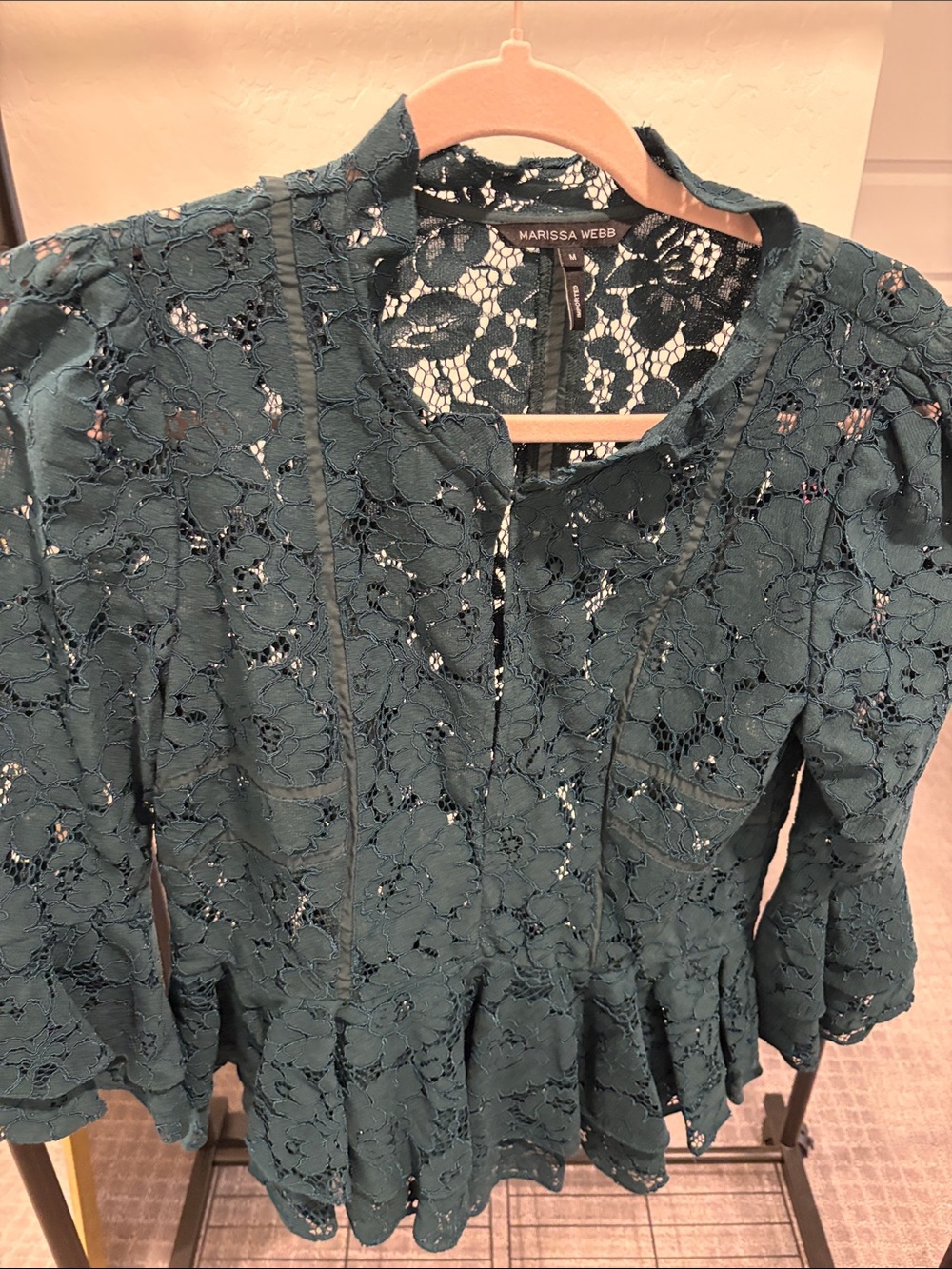 Marissa Webb Teal Lace Blouse